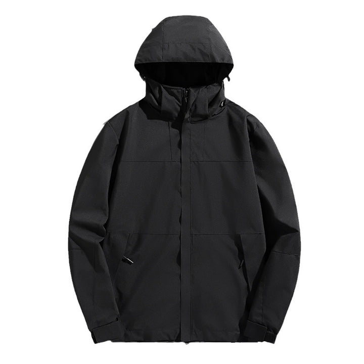 Herren Colorblock Wind- und Wasserabweisende Kapuzenjacke mit atmungsaktiver Softshell-Membran Drune