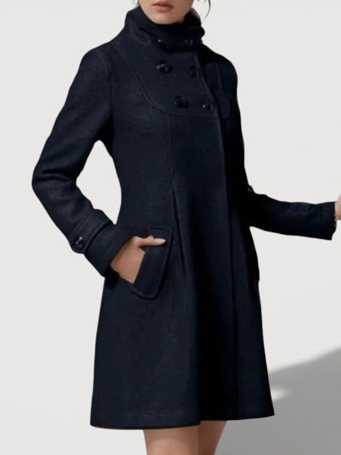 Damen Modische Übergangsjacke mit Kapuze und Knopfdetails