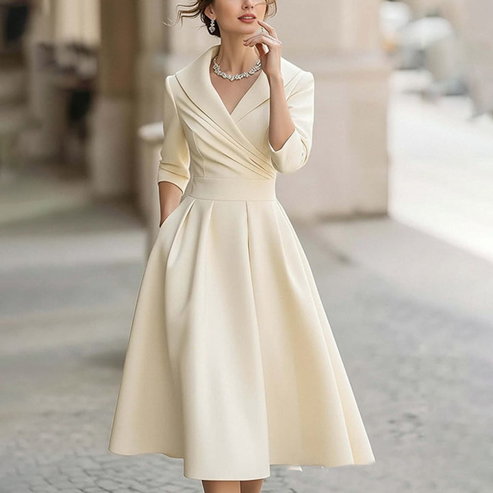 Damen Midikleid mit elegantem Wickelausschnitt und Raffung Drune
