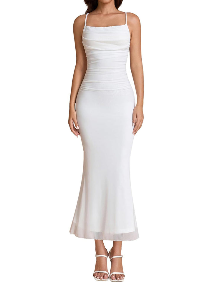 Damen Eingehülltes Abendkleid mit trägerlosem Design und Raffungen Drune