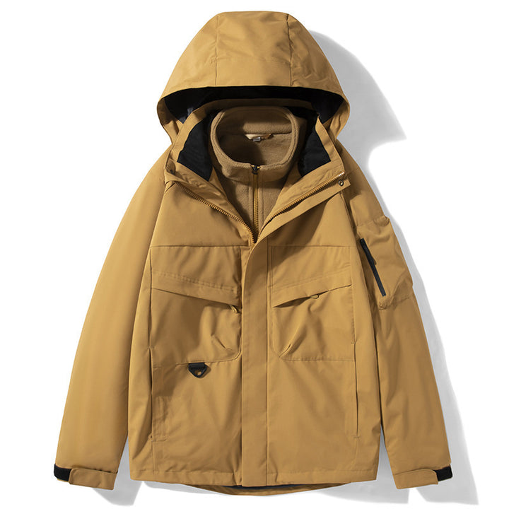 Herren Outdoor-Softshelljacke mit abnehmbarer Fleece-Innenjacke und Kapuze Drune