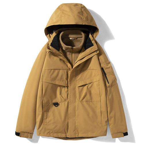 Herren Outdoor-Softshelljacke mit abnehmbarer Fleece-Innenjacke und Kapuze Drune