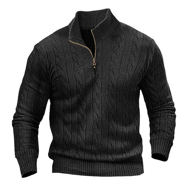 Herren Strickpullover mit Stehkragen und Reißverschluss Drune