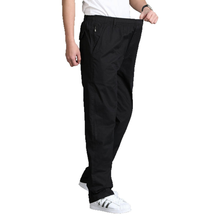Herren Locker geschnittene Chinohose mit elastischem Bund und seitlicher Reißverschlusstasche Drune