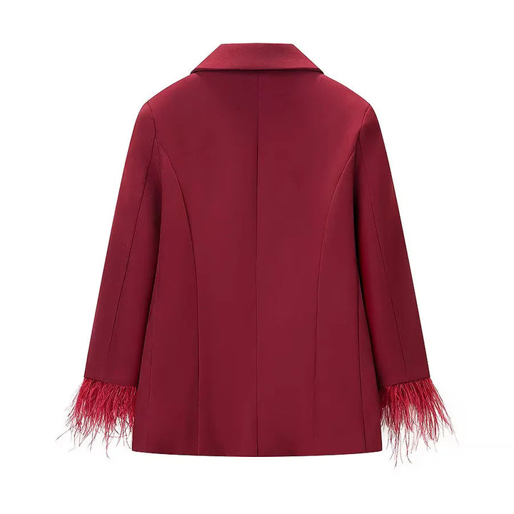 Damen nan taillierter Blazer mit Federrand an den Ärmeln und Pattentaschen Drune