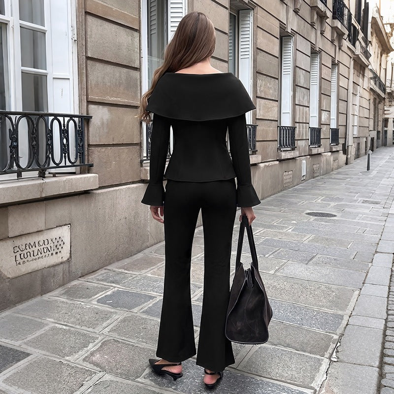 Damen Elegante Peplum-Bluse mit Rüschendetails und Knopfleiste Drune