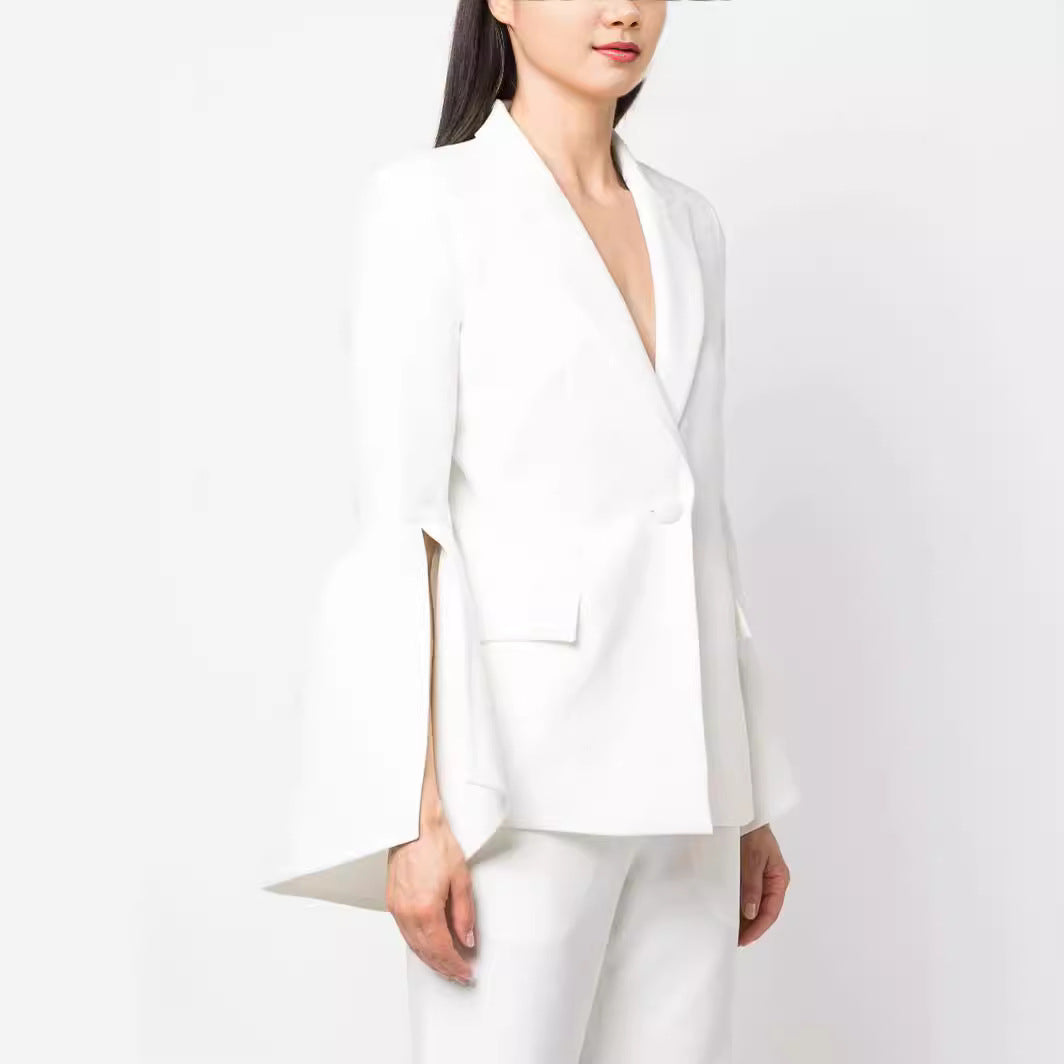 Damen Zweiteiliger Tailoring-Anzug mit tailliertem Einreiher und ausgestellten Ärmelabschlüssen Drune