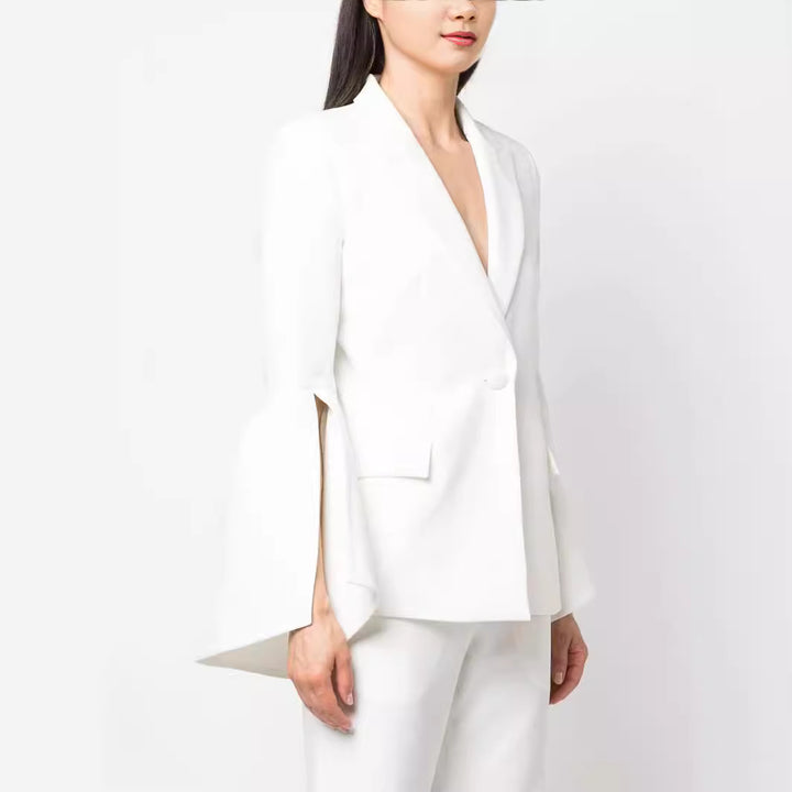 Damen Zweiteiliger Tailoring-Anzug mit tailliertem Einreiher und ausgestellten Ärmelabschlüssen Drune