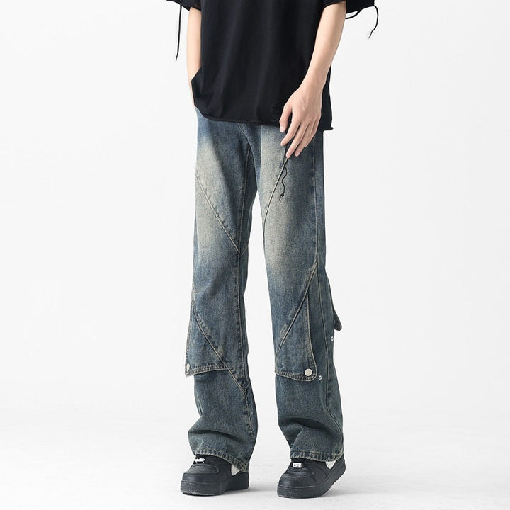 Herren Modische Baggy Jeans mit innovativen Nähten Drune