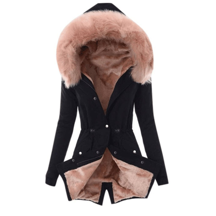 Damen Taillierter Winterparka mit kuscheligem Teddyfutter und großer Kapuze Drune