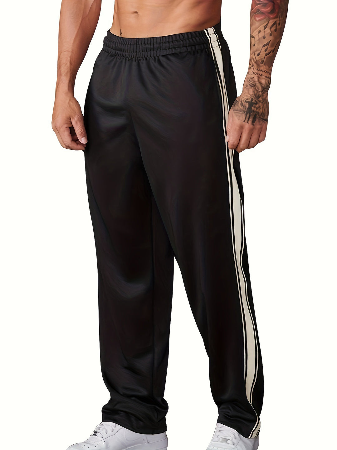 Herren Sportliche Trainingshose mit seitlichem Tape-Streifen und elastischem Bund Drune