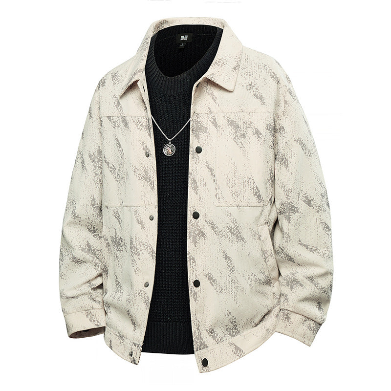 Herren Leichte Overshirt-Jacke mit dezenter Reptilprägung und Druckknopfverschluss Drune