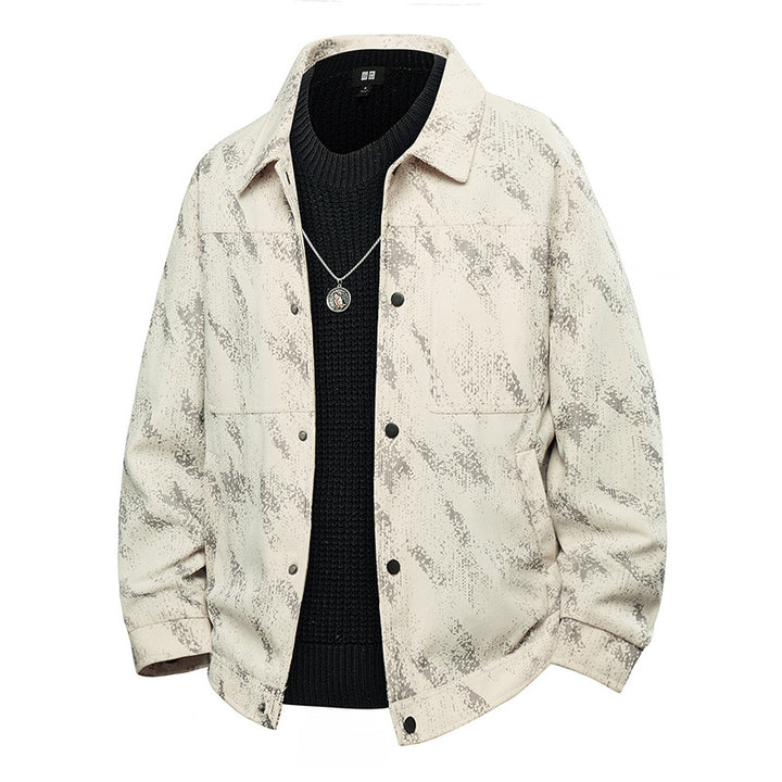 Herren Leichte Overshirt-Jacke mit dezenter Reptilprägung und Druckknopfverschluss Drune