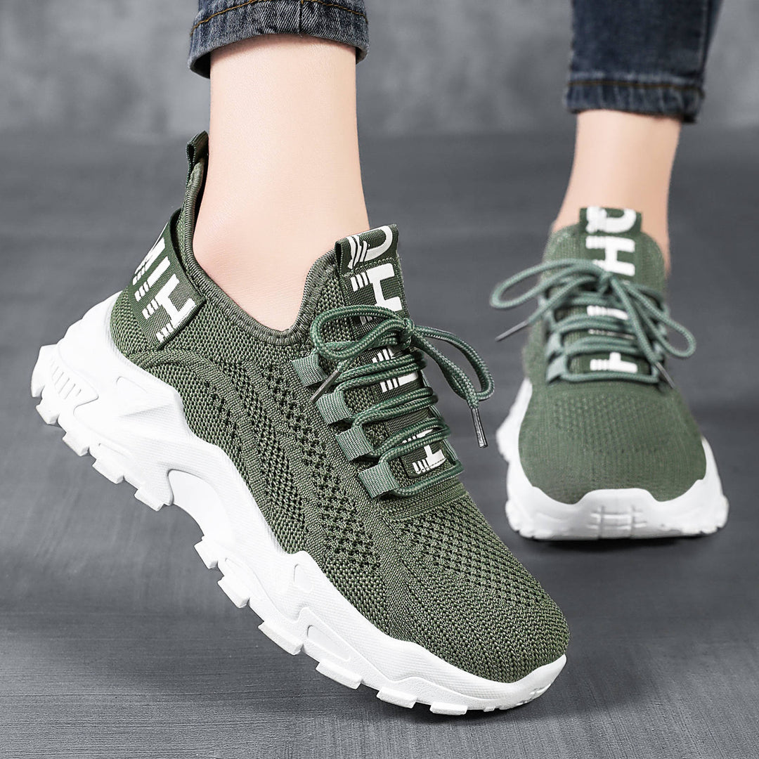 Damen nan nahtloser 3D-Strick Slip-On Sneaker mit elastischem Schlupfschaft, gepolsterter Fersenlasche und griffiger Hybridprofilsohle Drune
