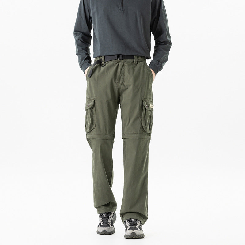 Herren Abnehmbare Cargo-Zip-Hose mit Reißverschluss-Bein, Multifachtaschen und integriertem Gürtel Drune