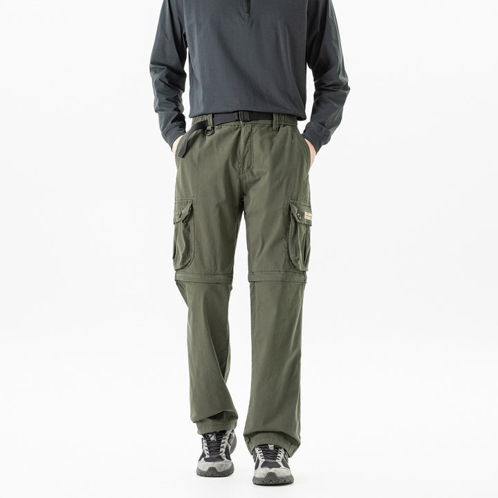 Herren Abnehmbare Cargo-Zip-Hose mit Reißverschluss-Bein, Multifachtaschen und integriertem Gürtel Drune