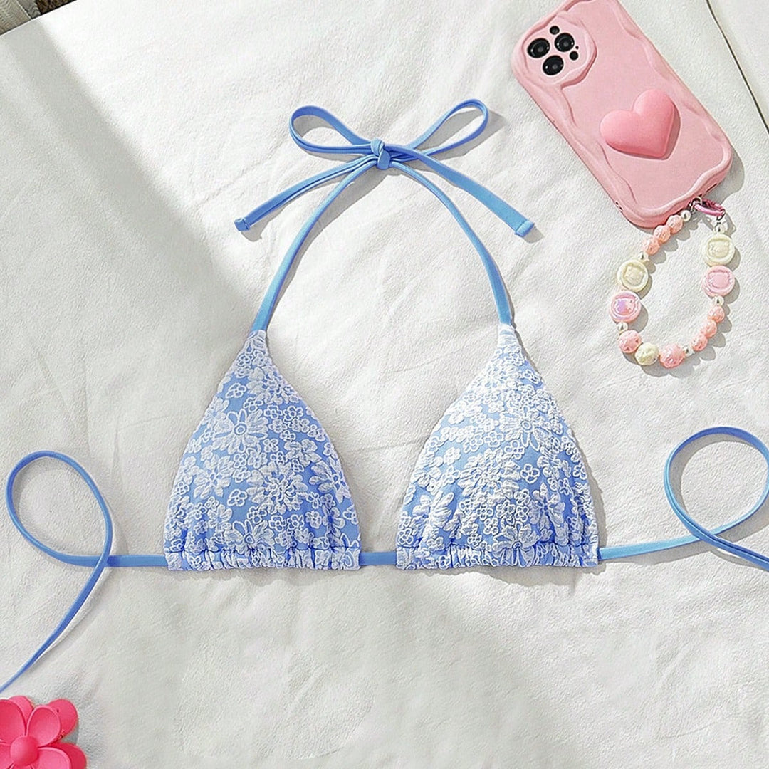 Damen Bikiniunterteil mit floralen Spitzenapplikationen Drune