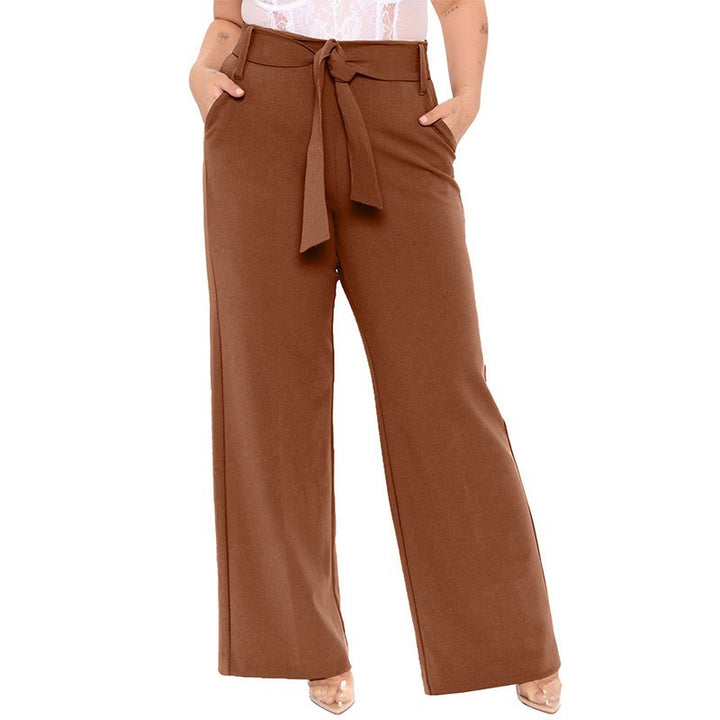 Damen elegante weit geschnittene Hose mit Bindegürtel und praktischen Taschen Drune