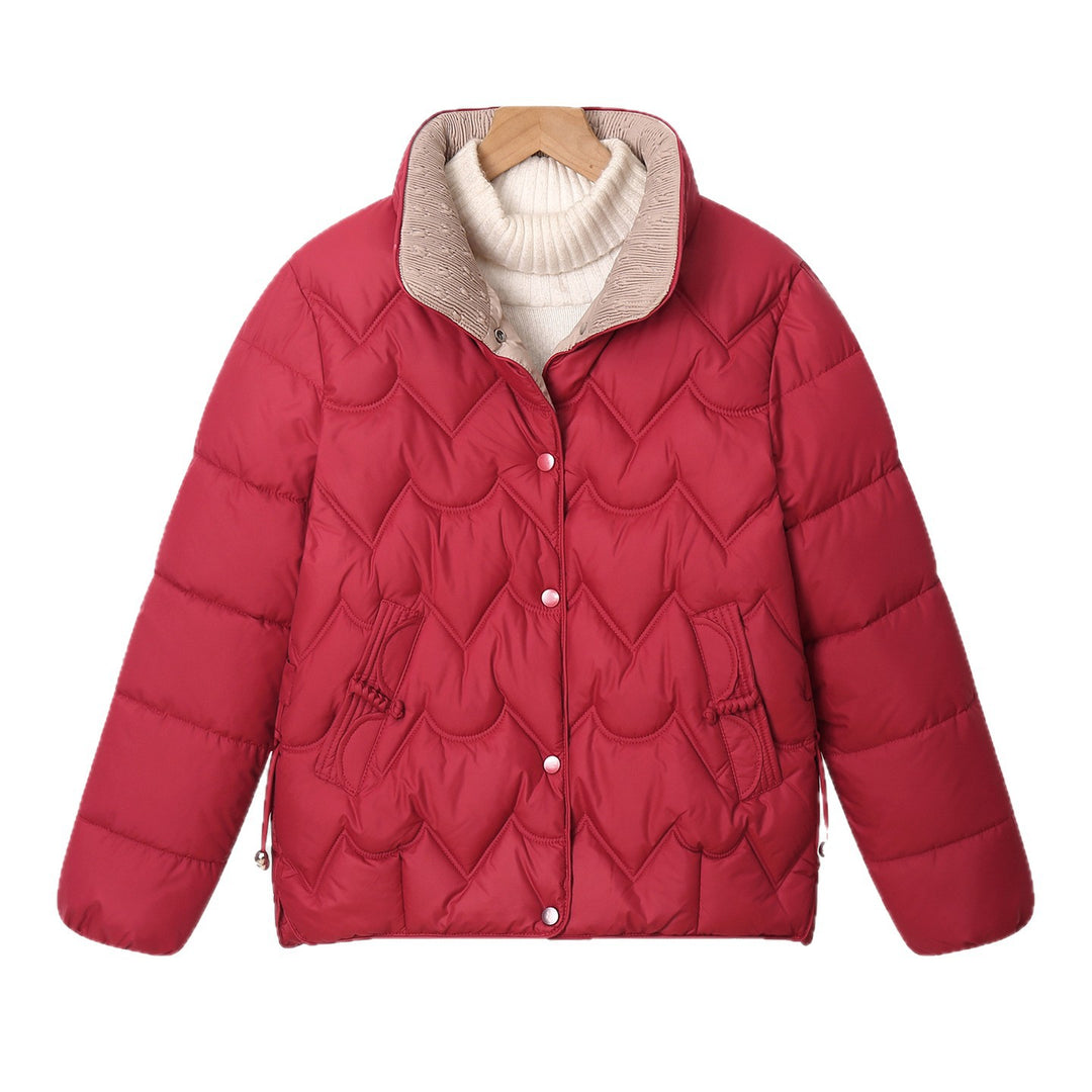 Damen Komfortable gesteppte Jacke mit hohem Kragen und Reißverschlusstaschen Drune