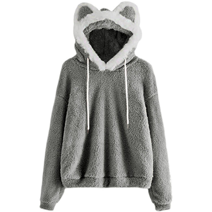 Damen Kuscheliger Hoodie mit Katzengesicht Drune