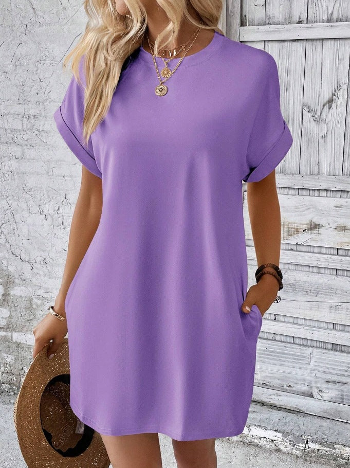 Damen Lockeres T-Shirt-Kleid mit praktischen Taschen und lässigem Design Drune