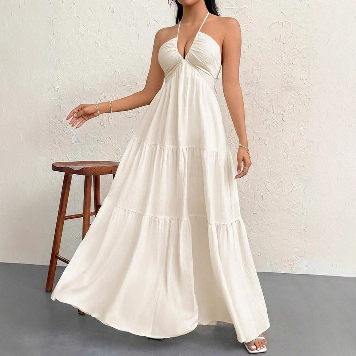 Damen Maxikleid mit schulterfreiem Design und Faltenwurf Drune