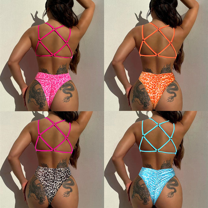 Damen Hochgeschnittener Bikini mit aufregendem Cross-back Design Drune