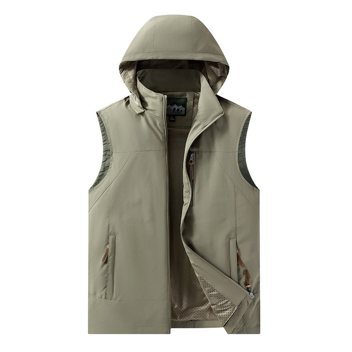 Herren Leichte outdoor‑Weste mit Kapuze, atmungsaktivem Meshfutter und wasserabweisender Shell Drune