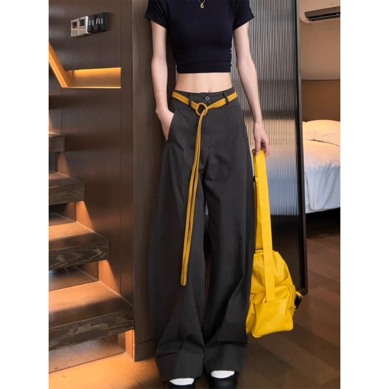 Damen Weite Baumwollhose mit Statement-Gürtel Drune