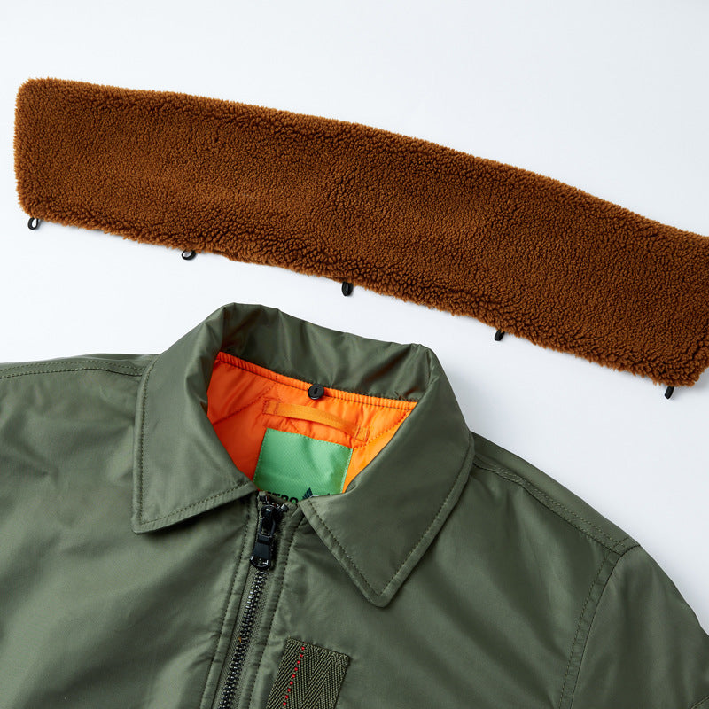 Herren Flieger-Bomberjacke mit Teddykragen, wasserabweisender Nylon-Shell und Ärmel-Utilitytasche Drune