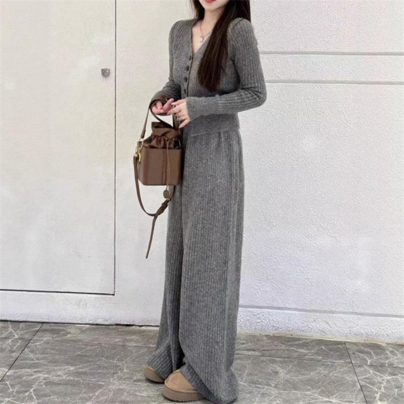Damen Strickanzug mit Knopfdetails und lässigem Schnitt Drune