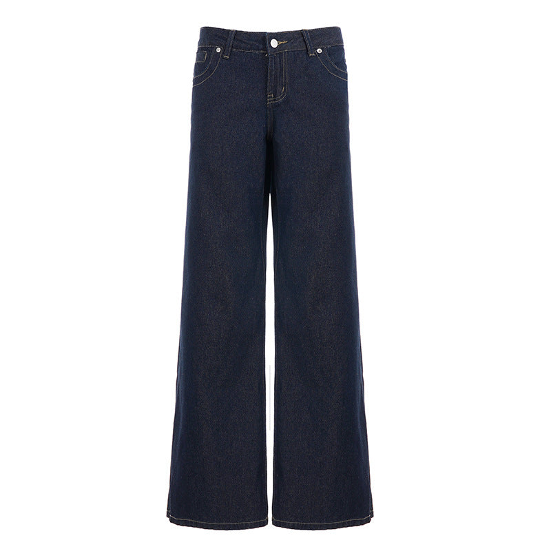 Damen Weite High‑Waist Five‑Pocket Denim-Jeans mit ausgestelltem Bein Drune