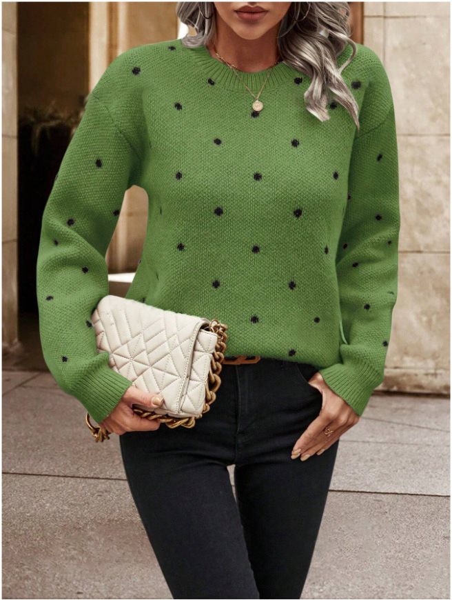 Damen Strickpullover mit Punktmuster und weitem Schnitt Drune