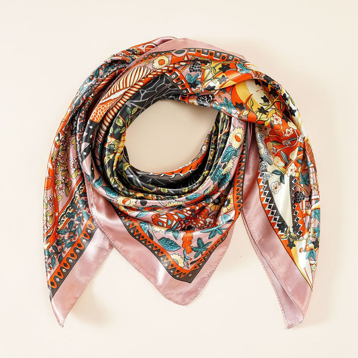 Damen luxuriöser Seidenschal mit kunstvollem floralen Design und schimmerndem Glanz Drune