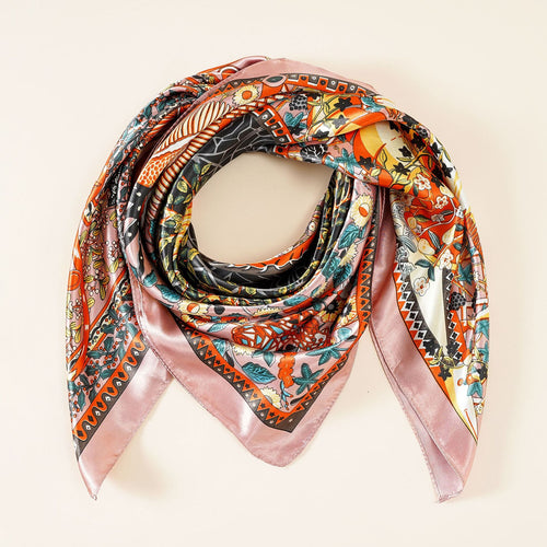 Damen luxuriöser Seidenschal mit kunstvollem floralen Design und schimmerndem Glanz Drune