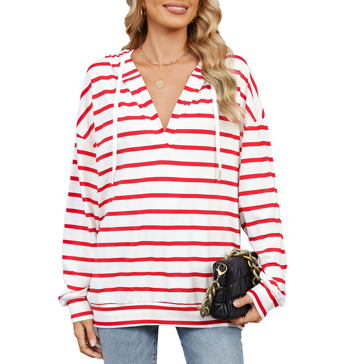 Damen Kapuzenpullover mit modischem Streifenmuster und lässiger Passform Drune