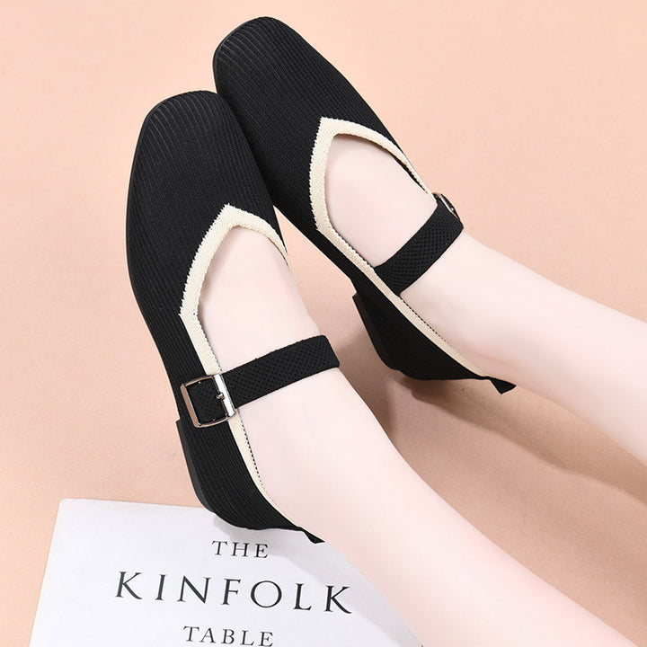 Damen Elegante Schnallenriemen Ballerinas Drune