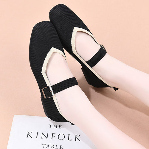 Damen Elegante Schnallenriemen Ballerinas Drune