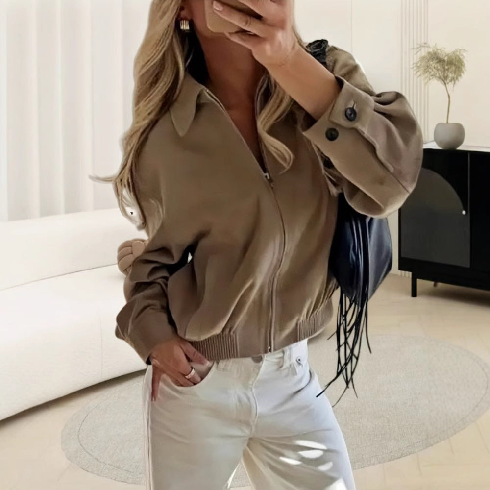 Damen modische Blousonjacke mit praktischen Taschen Drune