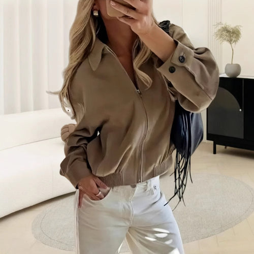 Damen modische Blousonjacke mit praktischen Taschen Drune