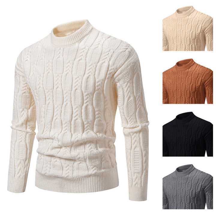 Herren Strickpullover mit Zopfdesign und hohem Kragen Drune