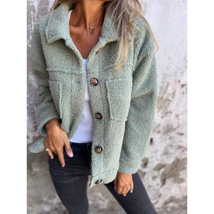 Damen kuschelige Teddyjacke mit praktischen Taschen Drune