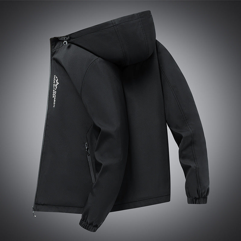 Herren winddichte Softshelljacke mit verstellbarer Kapuze, wasserabweisender Membran und sicheren Reißverschlusstaschen Drune