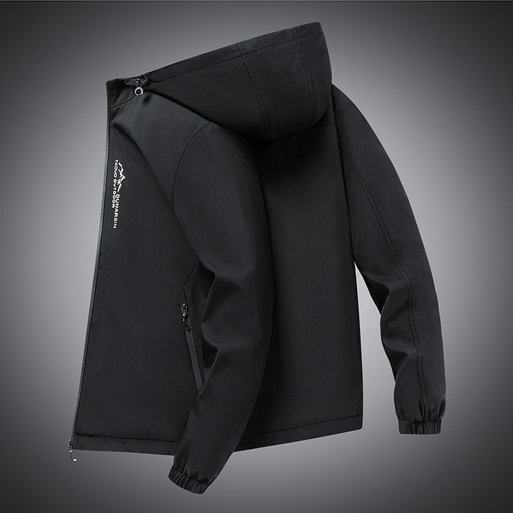 Herren winddichte Softshelljacke mit verstellbarer Kapuze, wasserabweisender Membran und sicheren Reißverschlusstaschen Drune
