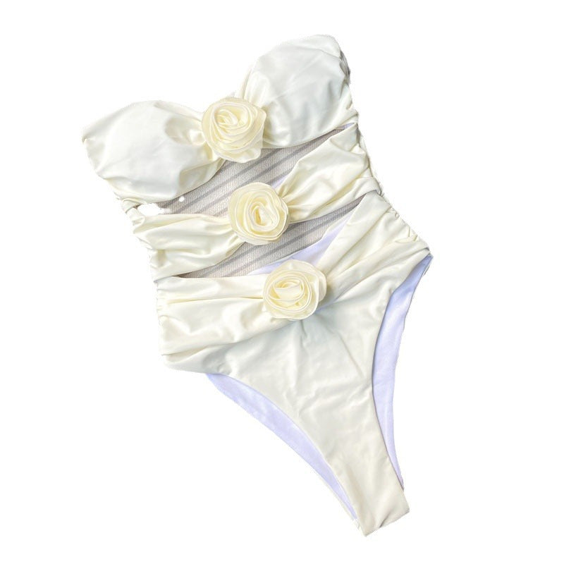Damen Cut-Out Bikini mit dekorativen Blütenakzenten Drune