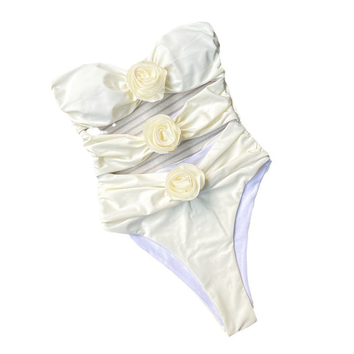 Damen Cut-Out Bikini mit dekorativen Blütenakzenten Drune