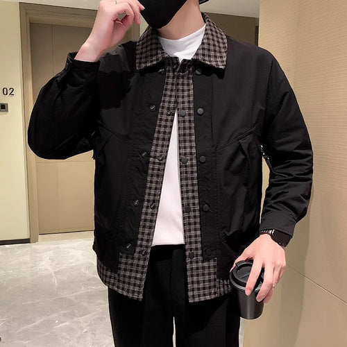 Herren Modische Utility Jacke mit hochschließendem Kragen Drune
