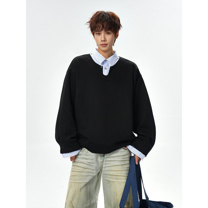 Herren Oversized Sweatshirt mit V-Notch-Kragen und Drop-Shoulder Drune