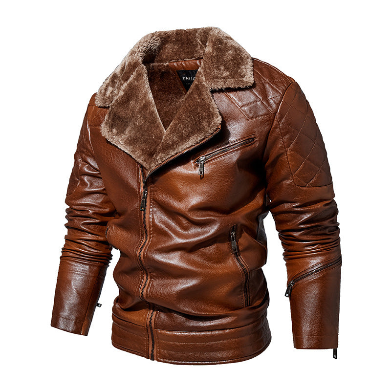 Herren Robuste Lederjacke mit Teddyfutter Drune