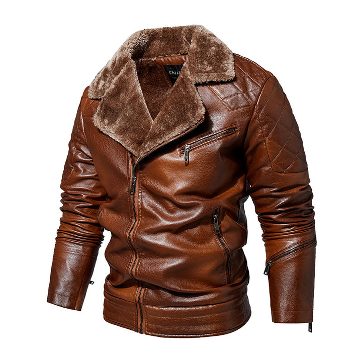 Herren Robuste Lederjacke mit Teddyfutter Drune